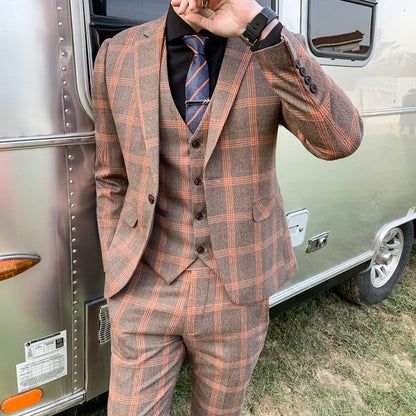 Modern Slim Fit Three-Piece Suit for Men