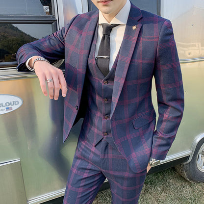Modern Slim Fit Three-Piece Suit for Men