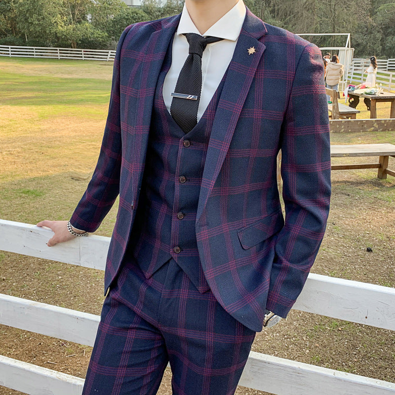 Modern Slim Fit Three-Piece Suit for Men