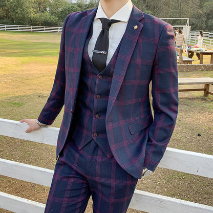 Modern Slim Fit Three-Piece Suit for Men