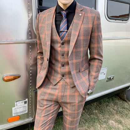 Modern Slim Fit Three-Piece Suit for Men
