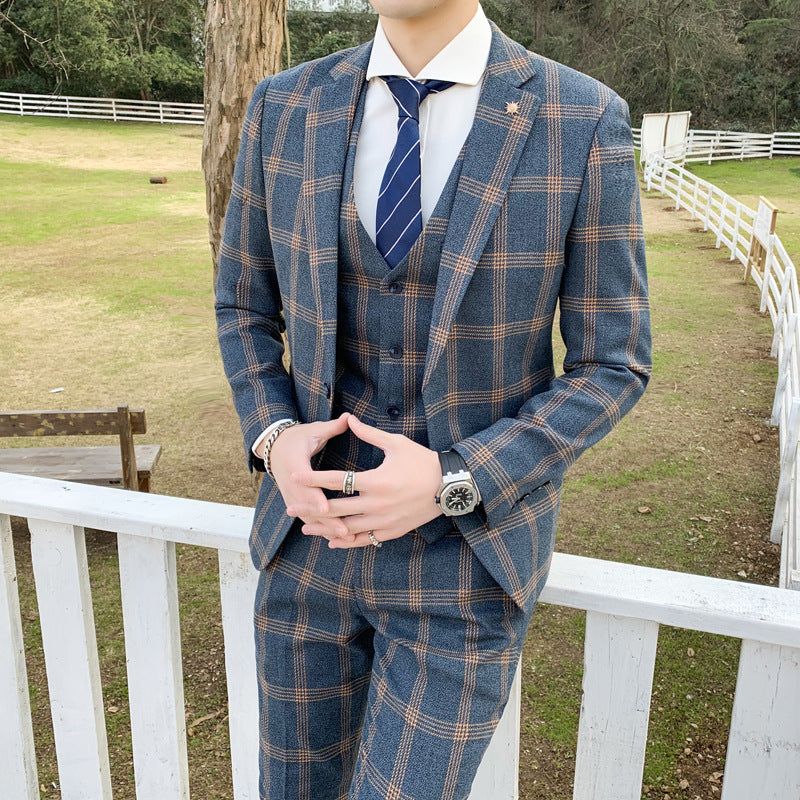 Modern Slim Fit Three-Piece Suit for Men