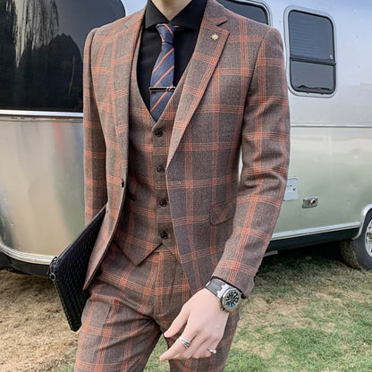 Modern Slim Fit Three-Piece Suit for Men